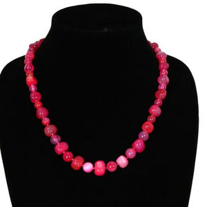 Hot Pink Gemstone Lariat Necklace Signed "LR"